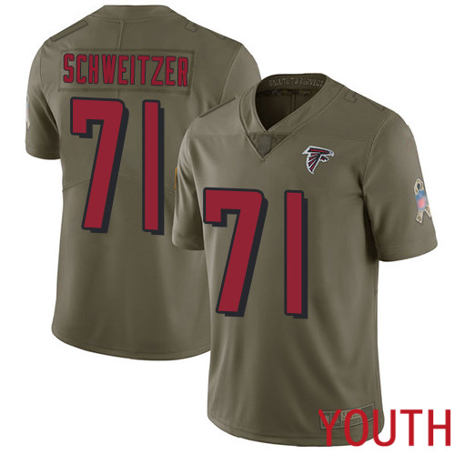 Atlanta Falcons Limited Olive Youth Wes Schweitzer Jersey NFL Football #71 2017 Salute to Service